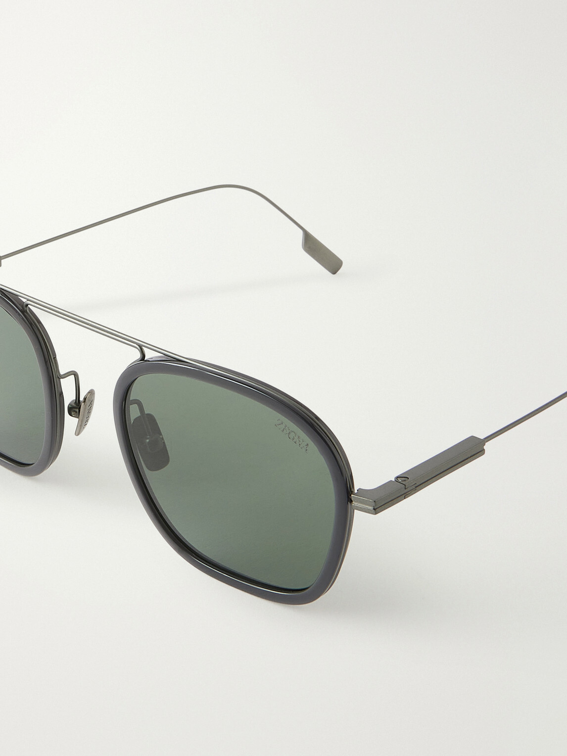 Zegna - Geometric Roun-Frame Titanium Sunglasses