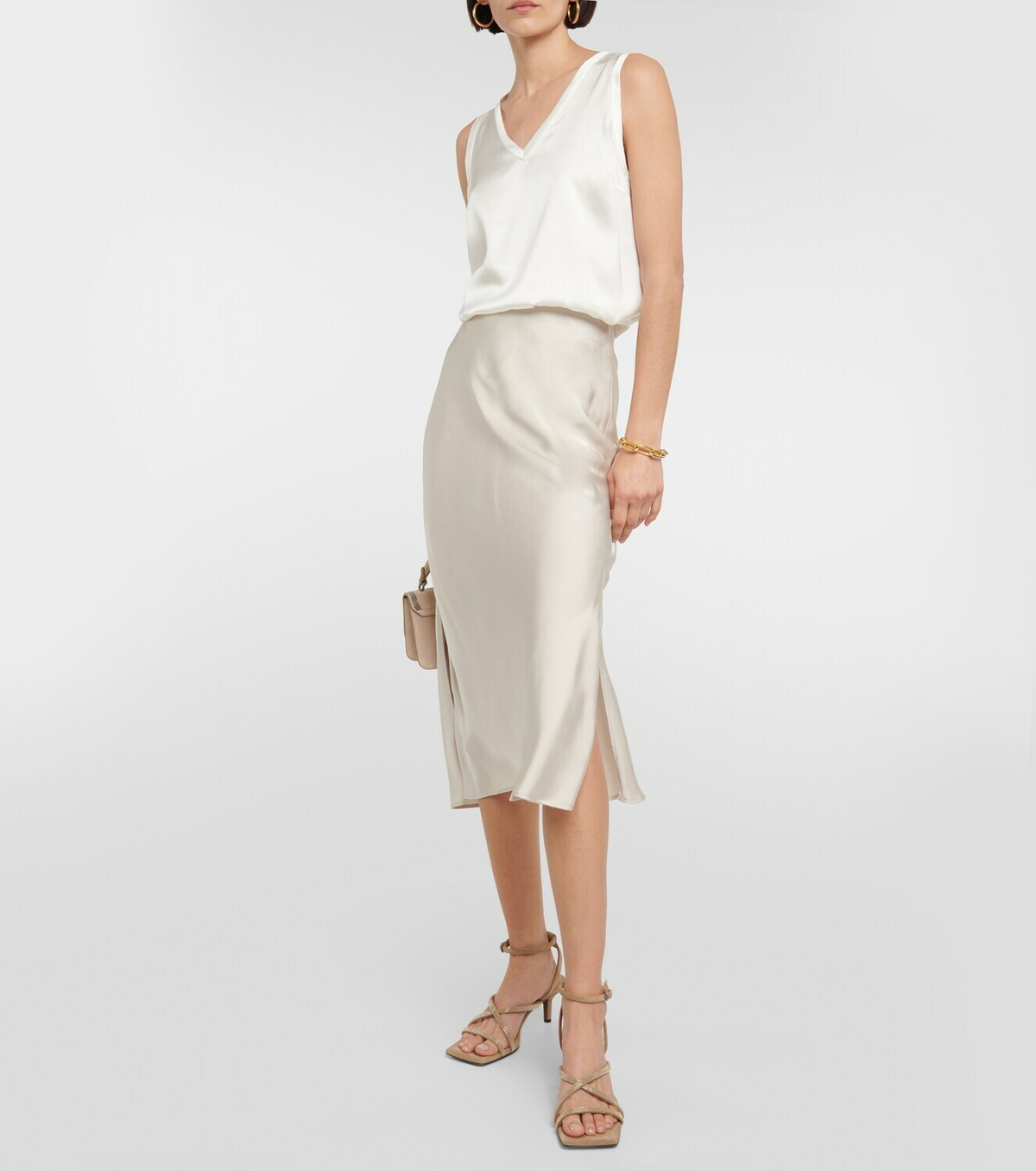 Brunello Cucinelli Brown Acetate Midi Skirt