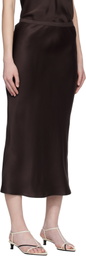 ANINE BING Brown Bar Silk Midi Skirt