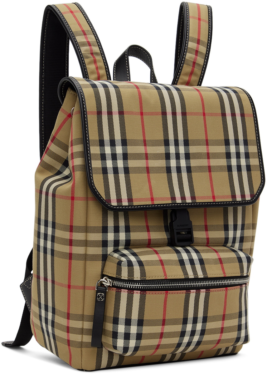 Burberry Kids Beige Check Backpack