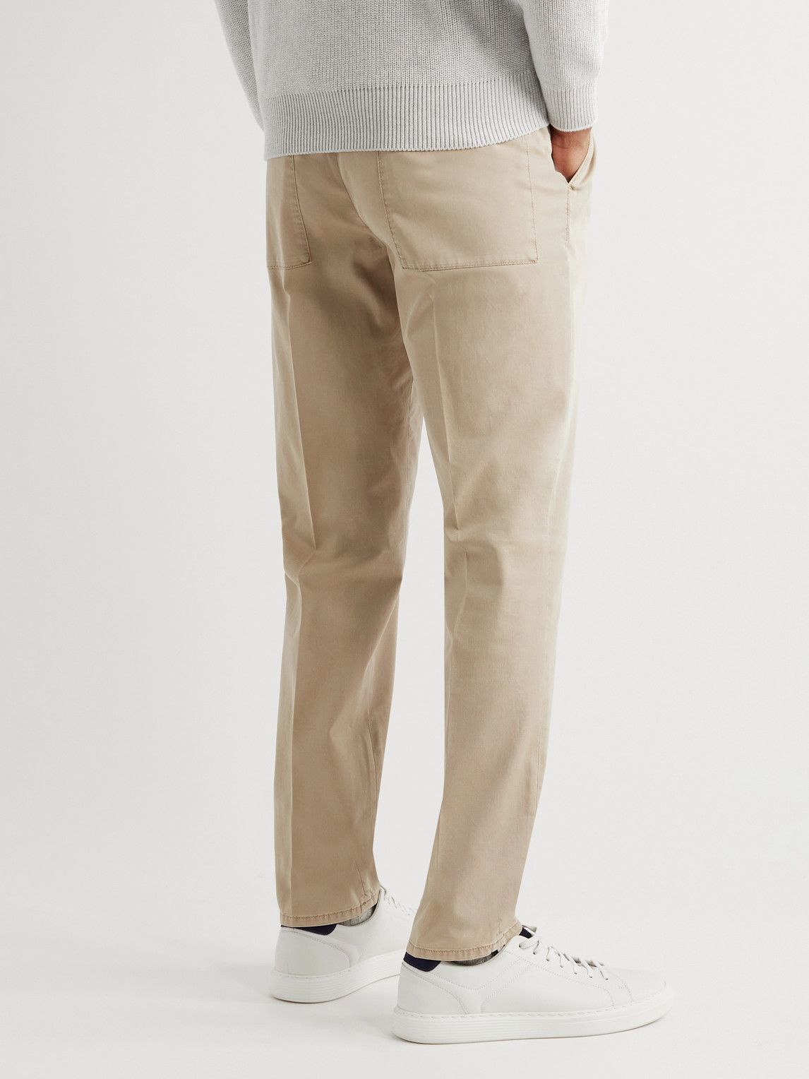 Cotton Blend Twill Cropped Pants