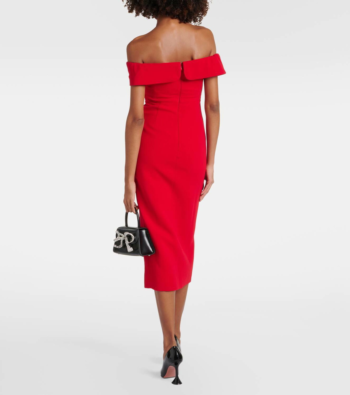 self portrait crepe bow midi dress Self-Portrait Dress Crepe Bow Midi