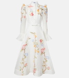 Leo Lin Selina floral ruffled linen-blend midi dress