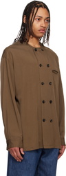 SOSHIOTSUKI Brown Rayon Weasher No Collar Shirt