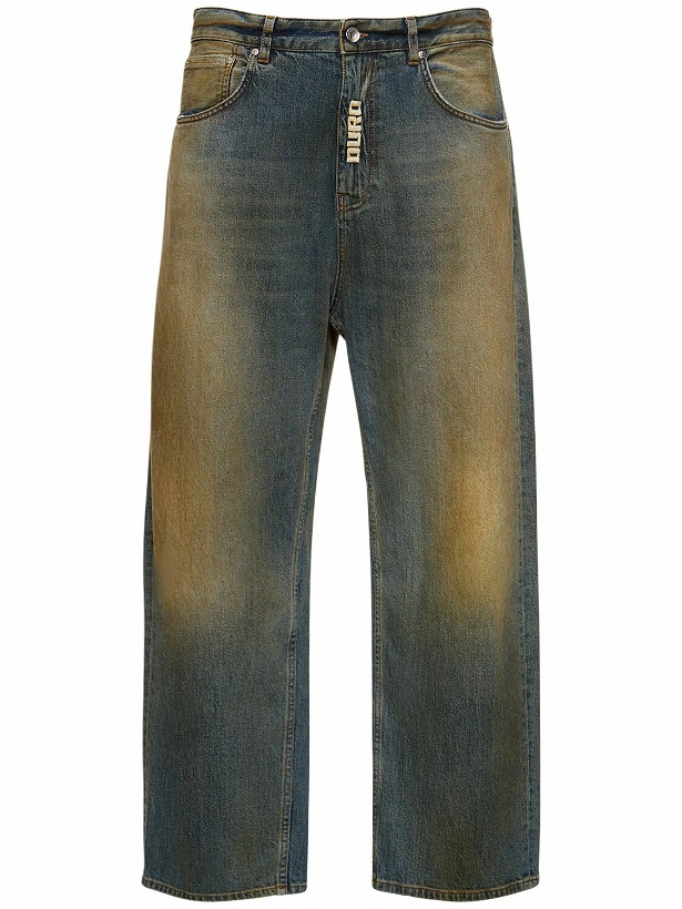 Photo: MSGM - Distressed Cotton Denim Straight Jeans