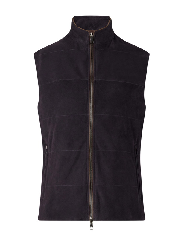 Photo: N.PEAL - Belgravia Cotton-Trimmed Suede Gilet - Blue