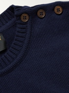 Purdey - Alcantara-Trimmed Wool Sweater - Blue