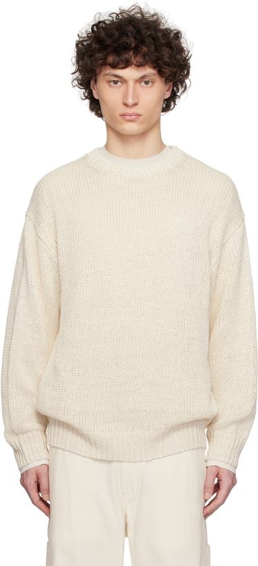 Photo: YLÈVE Off-White European Linen Silk Basque Knit Sweater