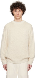 YLÈVE Off-White European Linen Silk Basque Knit Sweater