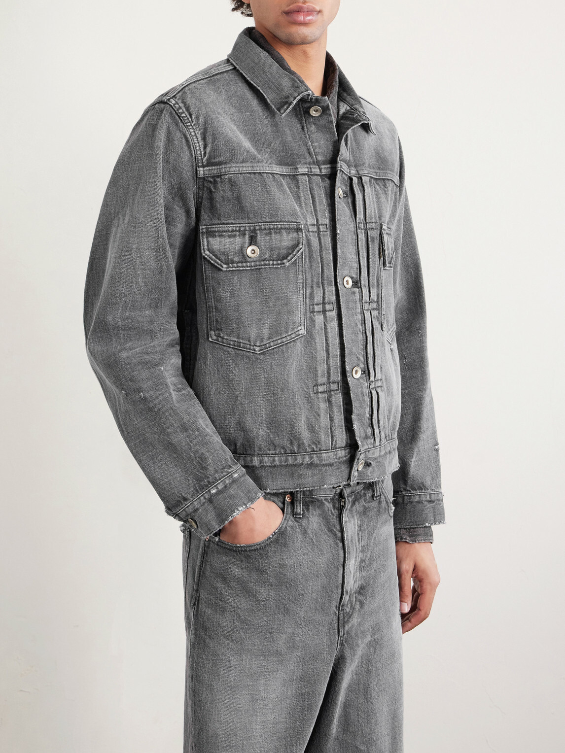 Sacai - Beyondexx Distressed Denim Jacket - Gray