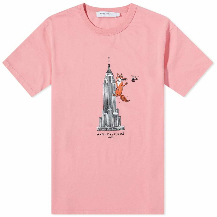 Photo: Maison Kitsuné Men's by Olympia Le-Tan Empire Fox Classic T-Shirt in Bubble Gum Pink