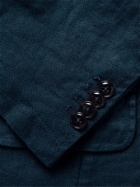 MAN 1924 - Kennedy Unstructured Herringbone Linen Suit Jacket - Blue