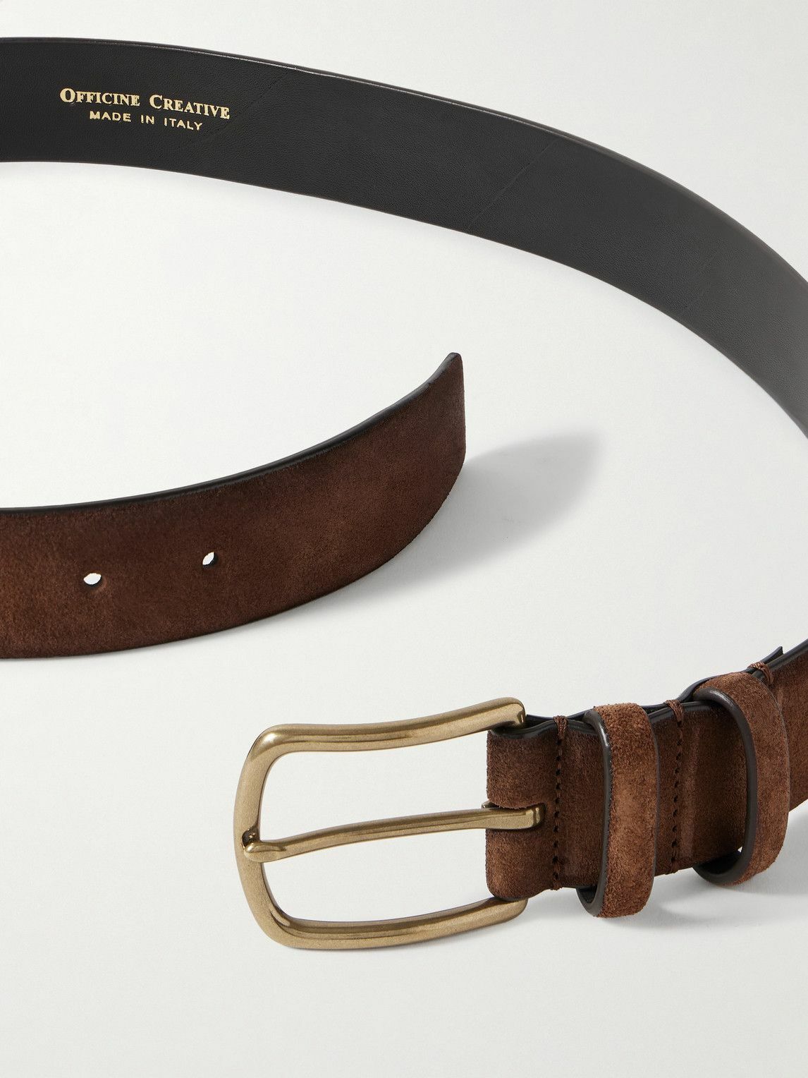 Officine Creative - 3.5cm Suede Belt - Brown