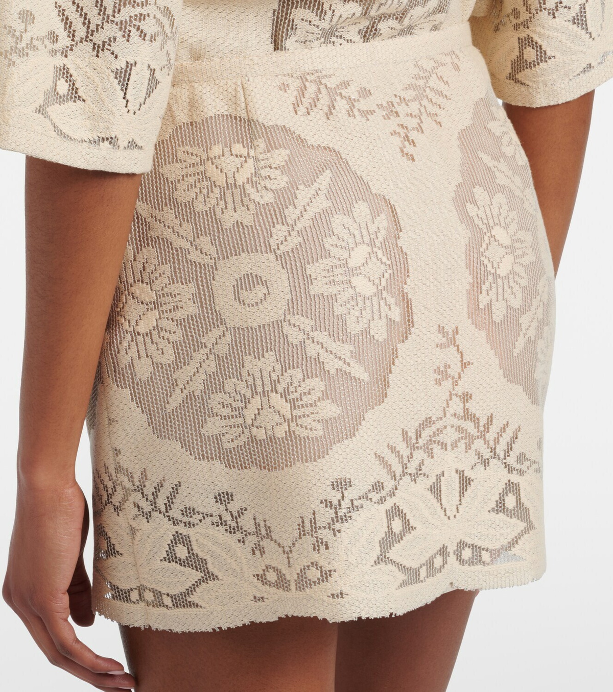 Valentino Floral cotton-blend miniskirt