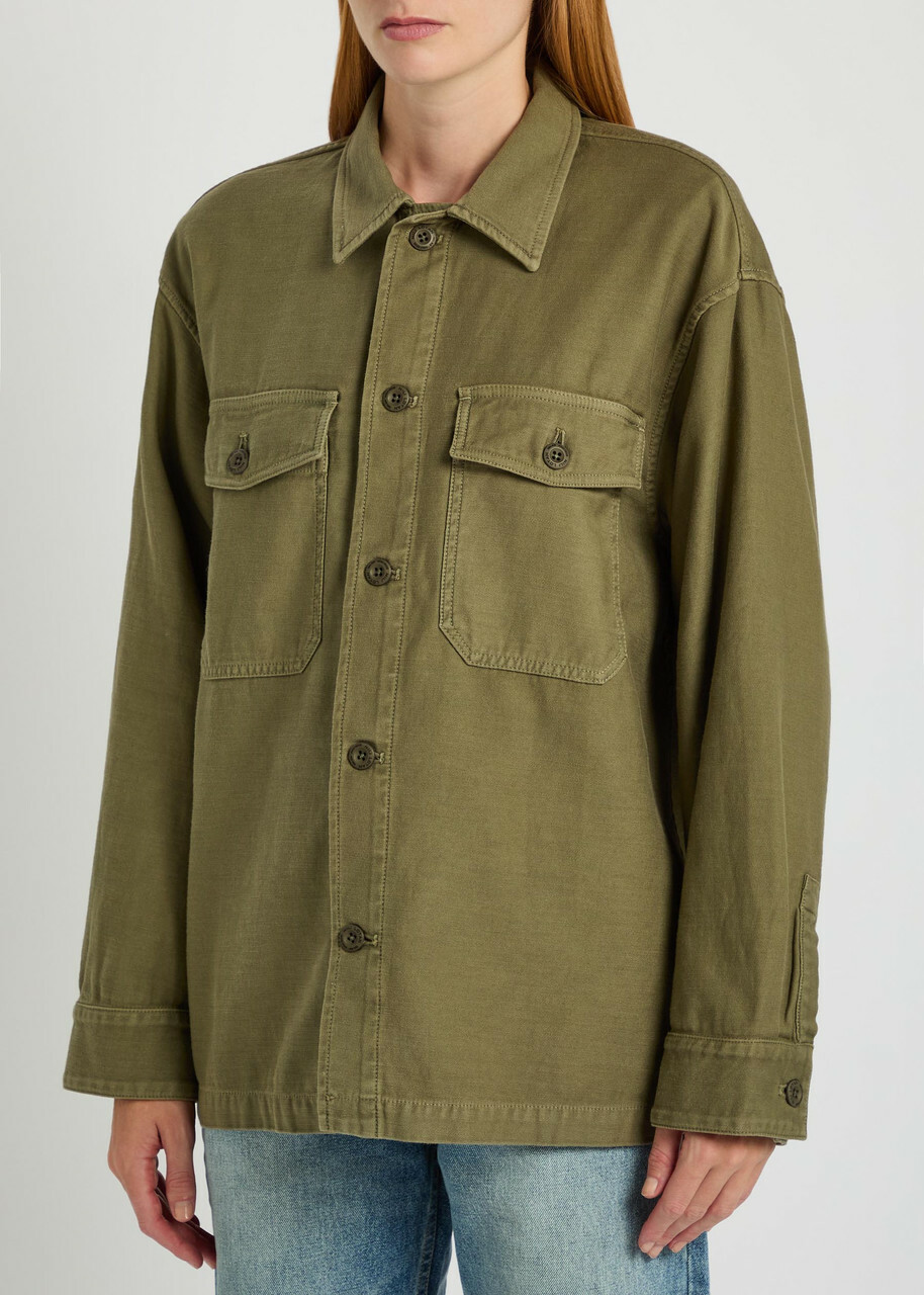 Nili Lotan Howard Cotton Overshirt Olive