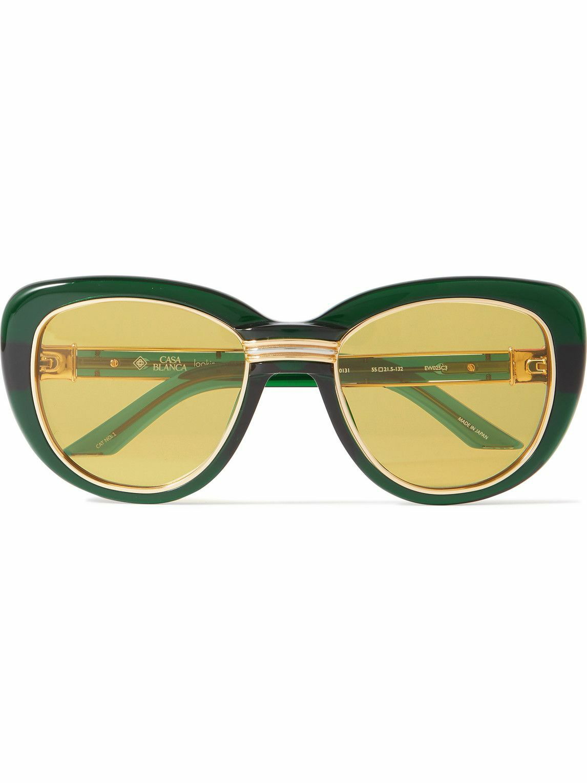 Oversized cat-eye tortoiseshell acetate and gold-tone optical glasses