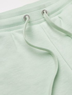 AMI PARIS - Straight-Leg Logo-Embroidered Organic Cotton-Jersey Drawstring Shorts - Green
