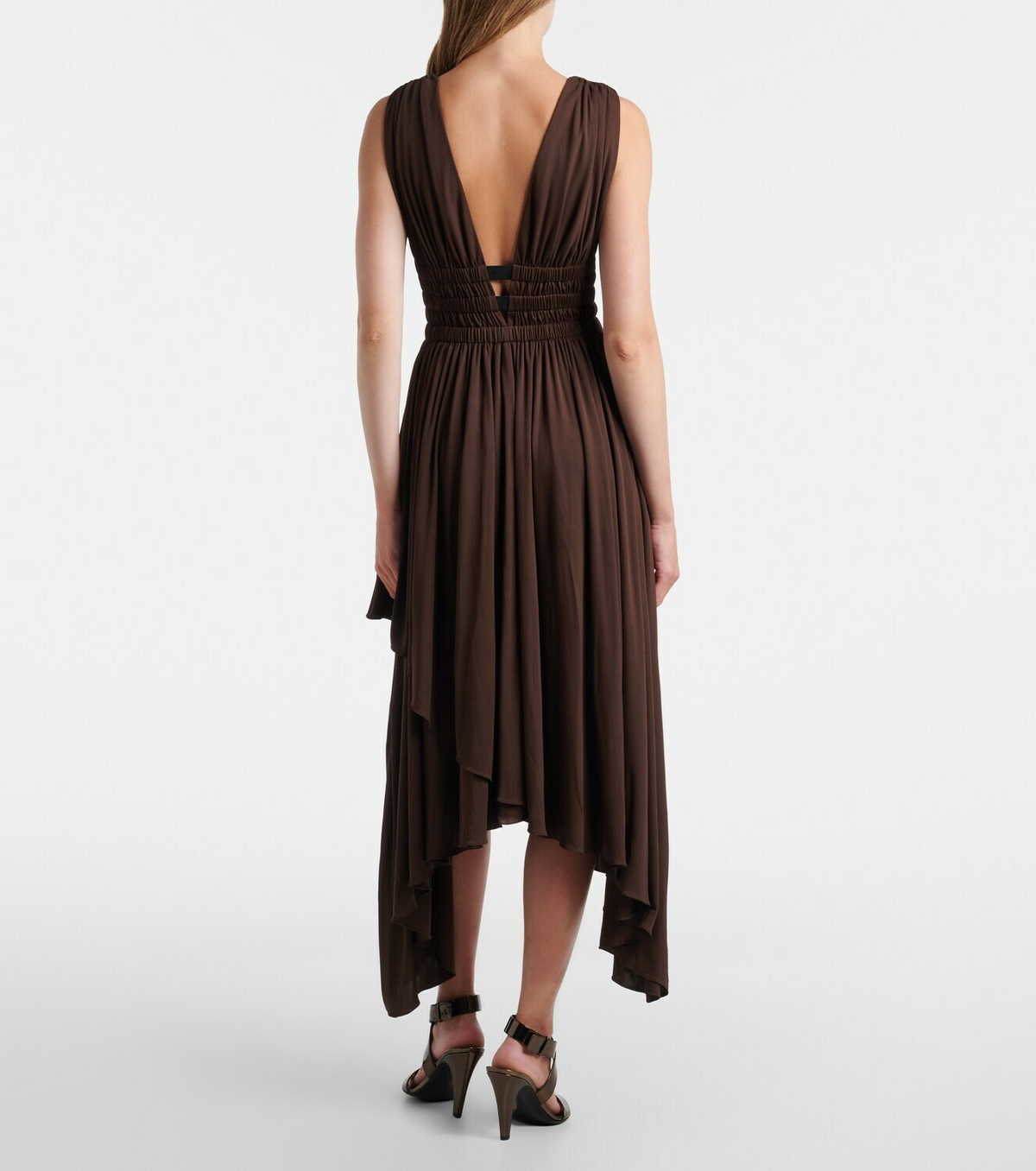 Alaïa Deesse asymmetric jersey midi dress