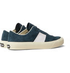 TOM FORD - Cambridge Leather-Trimmed Suede Sneakers - Blue