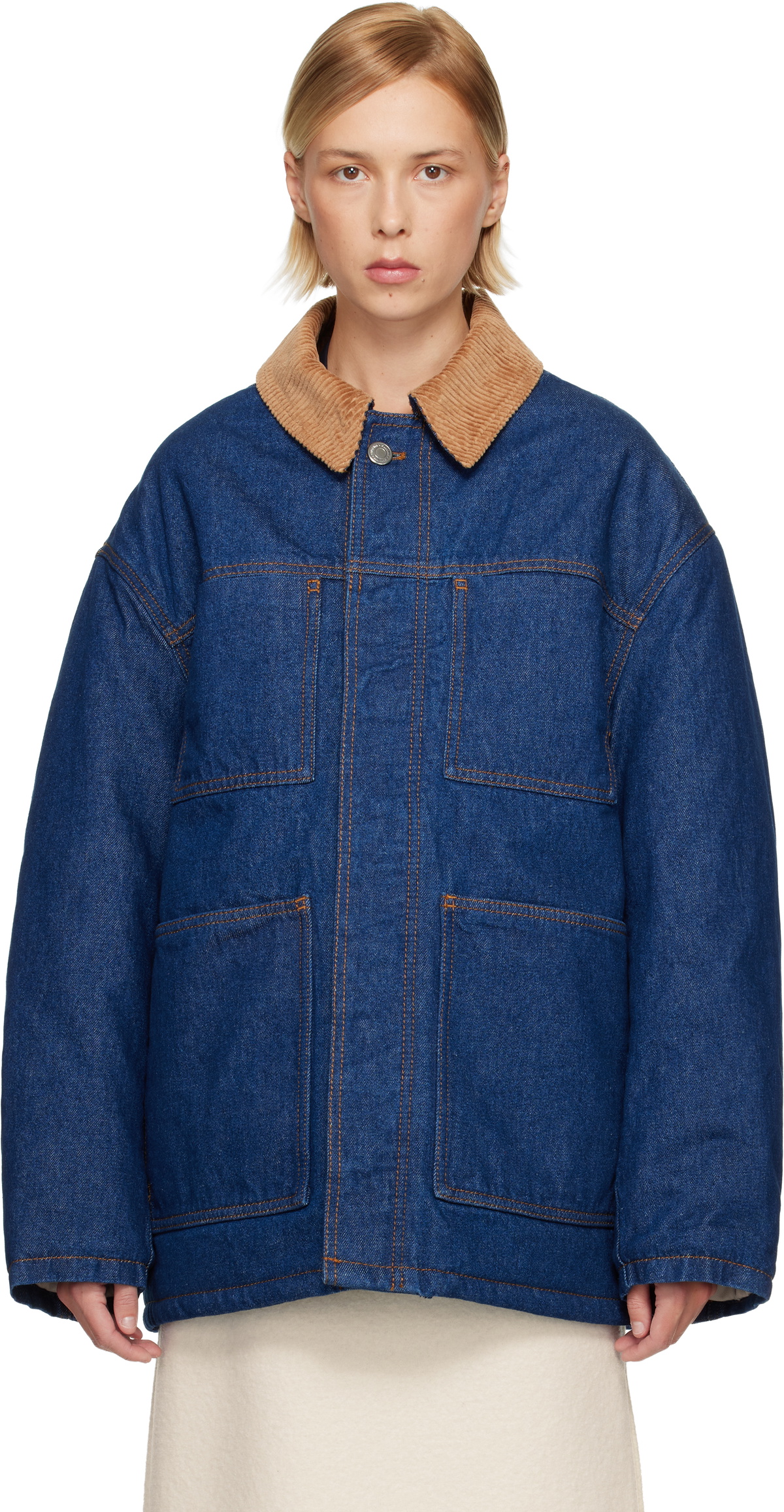 AMI Paris Blue Padded Worker Denim Jacket