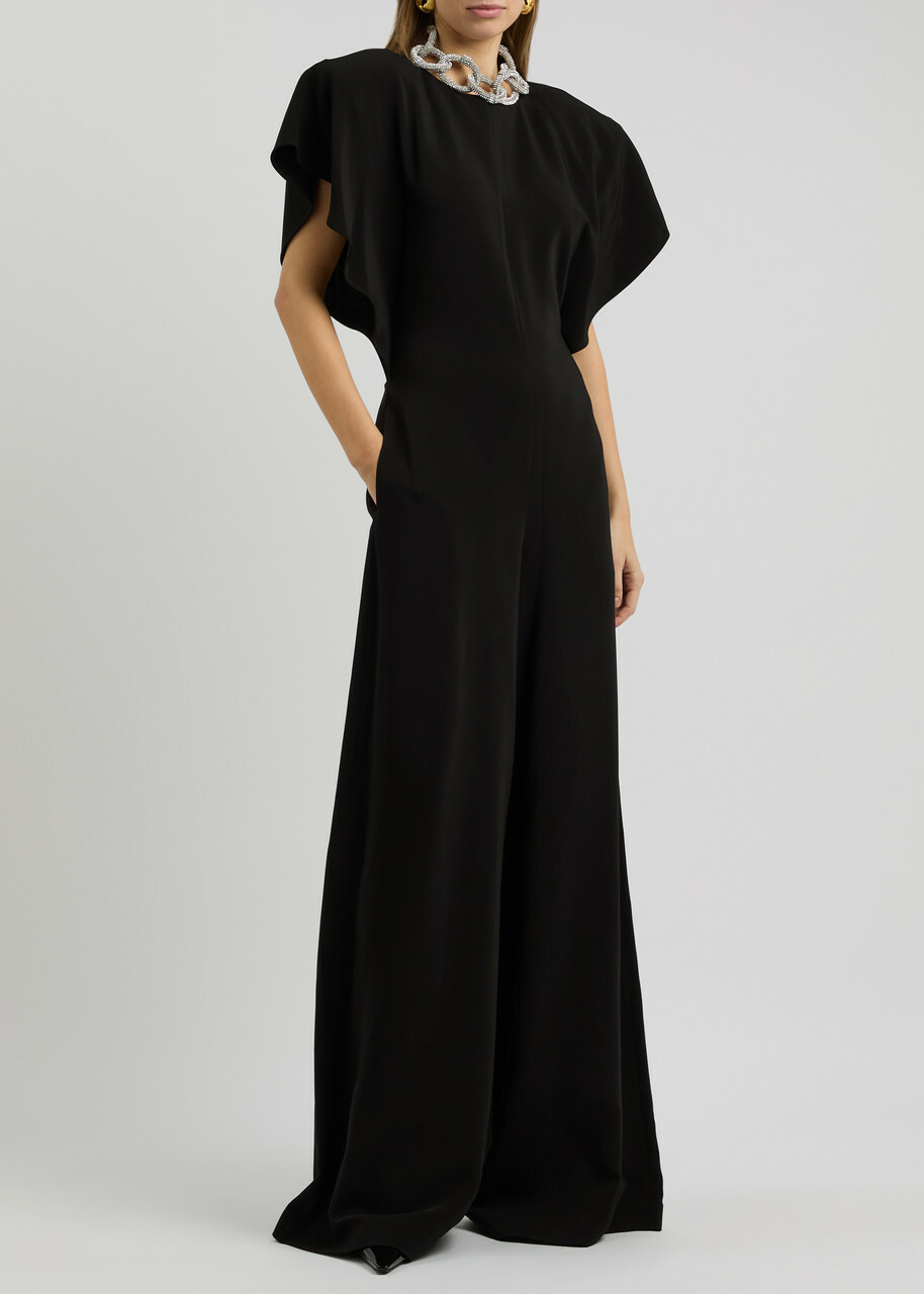 Stella Mccartney Crystal-embellished Jersey Jumpsuit Black