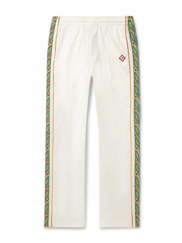 Photo: Casablanca - Futuro Laurel Straight-Leg Logo-Appliquéd Jersey Track Pants - White