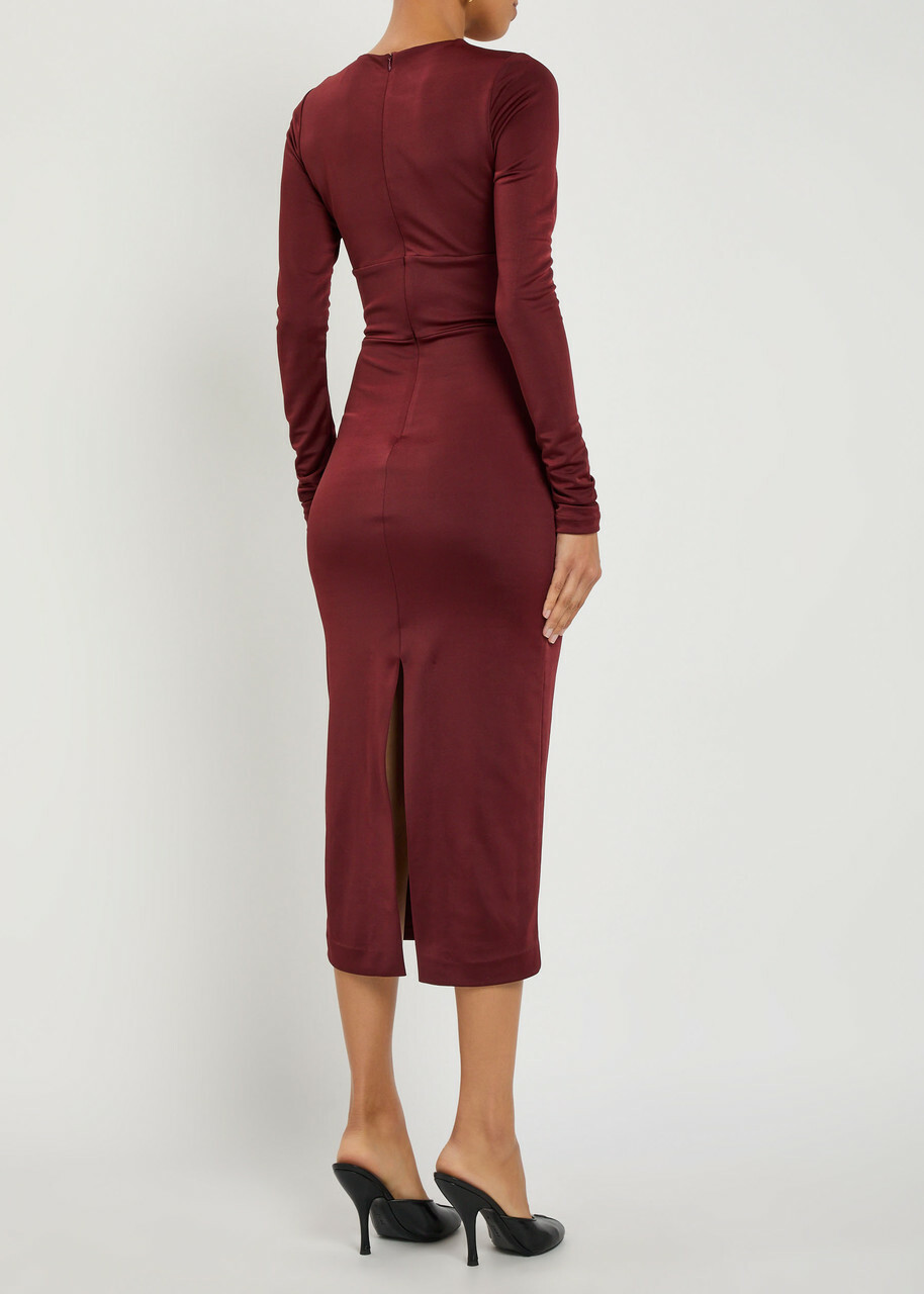 Rebecca Vallance Micha Stretch-jersey Midi Dress Burgundy
