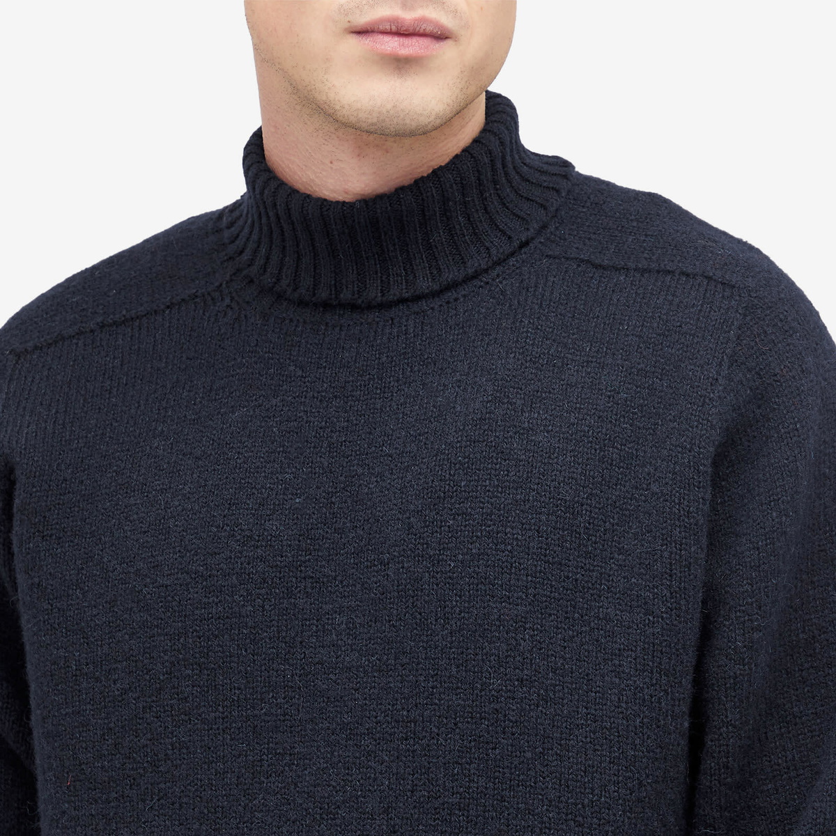 Jamieson's of Shetland Men's Roll Neck Knit in Dark Navy