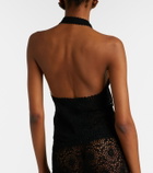 Nili Lotan Ventura crochet halterneck cotton top