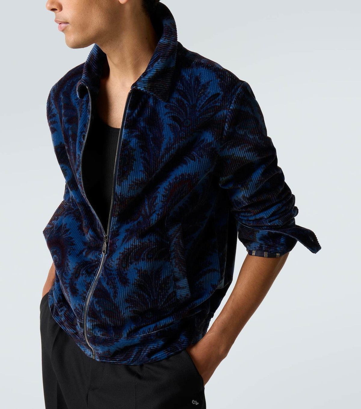 Etro Printed cotton velvet jacket