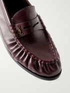 SAINT LAURENT - Logo-Embellished Leather Penny Loafers - Red
