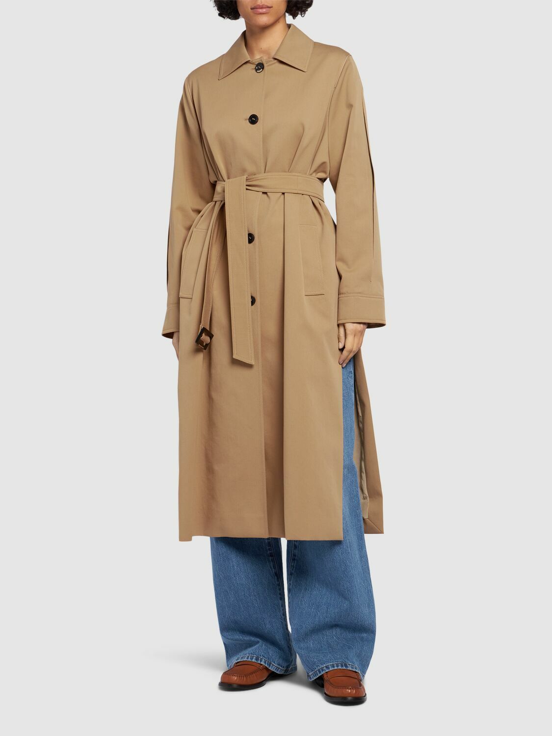 MAX MARA Rieti Cotton Gabardine Long Trench Coat Max Mara