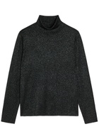 Eileen Fisher Metallic-weave Merino Wool top Black