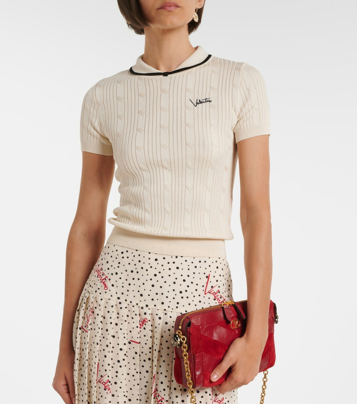 Valentino Logo cotton-blend top