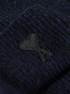 AMI PARIS - Logo-Appliquéd Ribbed Wool Beanie