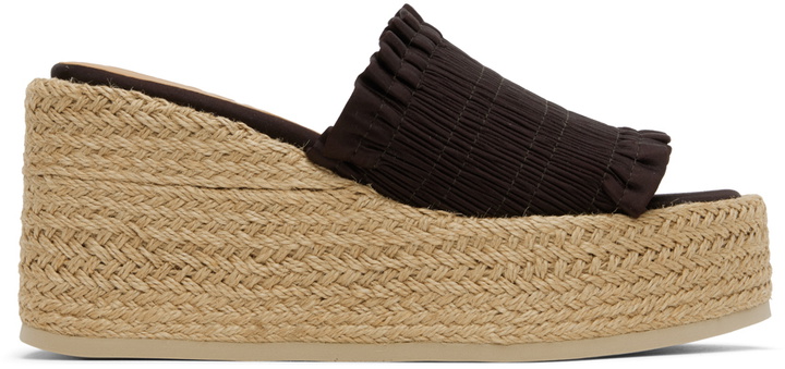 Photo: GANNI Brown Smock Espadrille Wedge Sandals