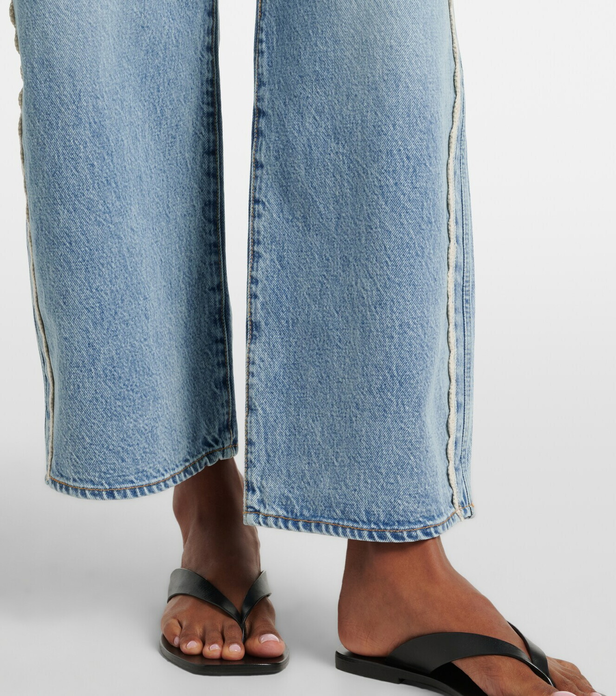 Frame Crochet Bow cropped wide-leg jeans