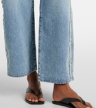 Frame Crochet Bow cropped wide-leg jeans