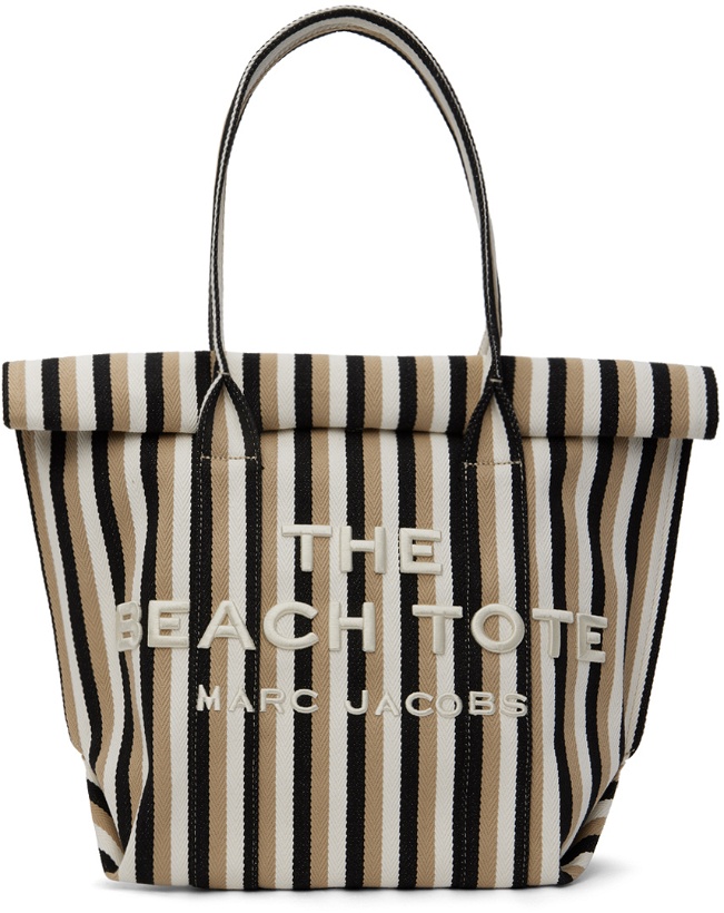 Photo: Marc Jacobs Taupe & Black 'The Striped Jacquard Beach' Tote