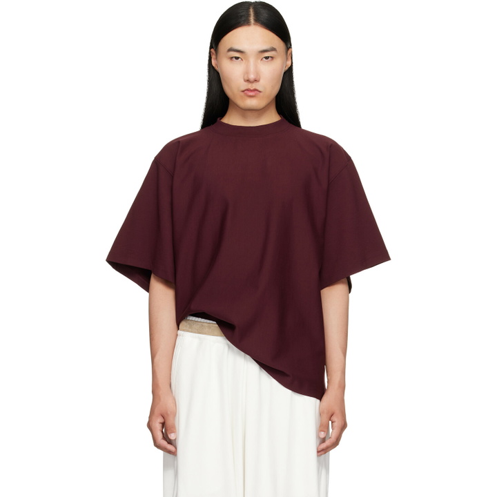 Photo: Hed Mayner Burgundy Embroidered T-Shirt