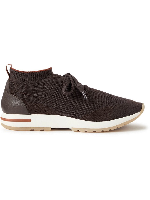 Photo: Loro Piana - 350 Flexy Leather-Trimmed Knitted Wish Wool Sneakers - Brown