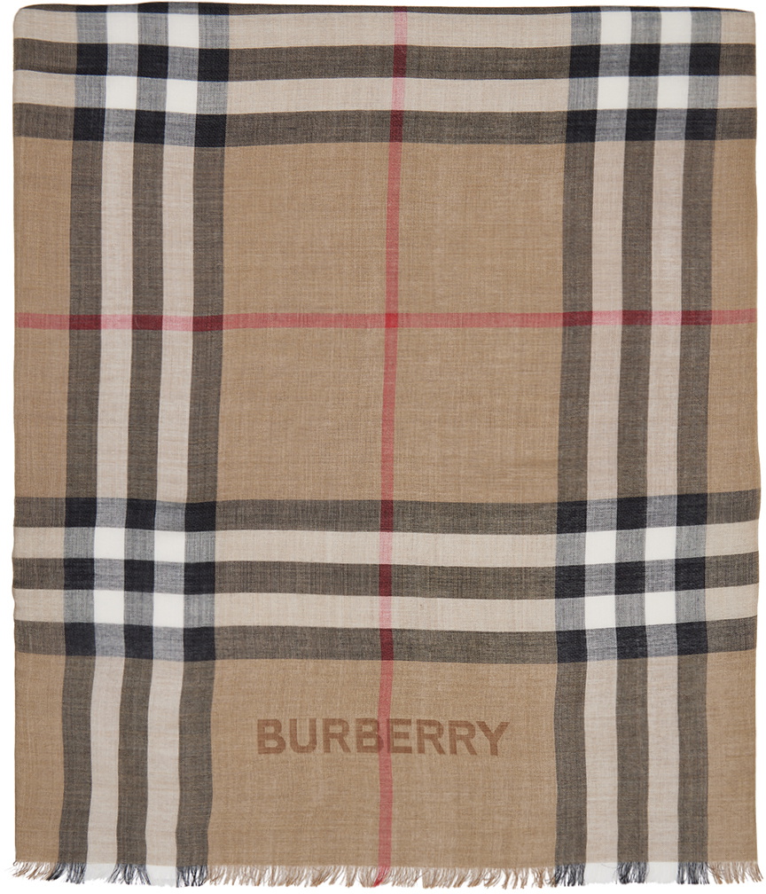 Burberry Beige Lightweight Check Scarf Burberry