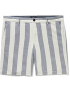 Club Monaco - Baxter Striped Linen-Blend Shorts - Blue