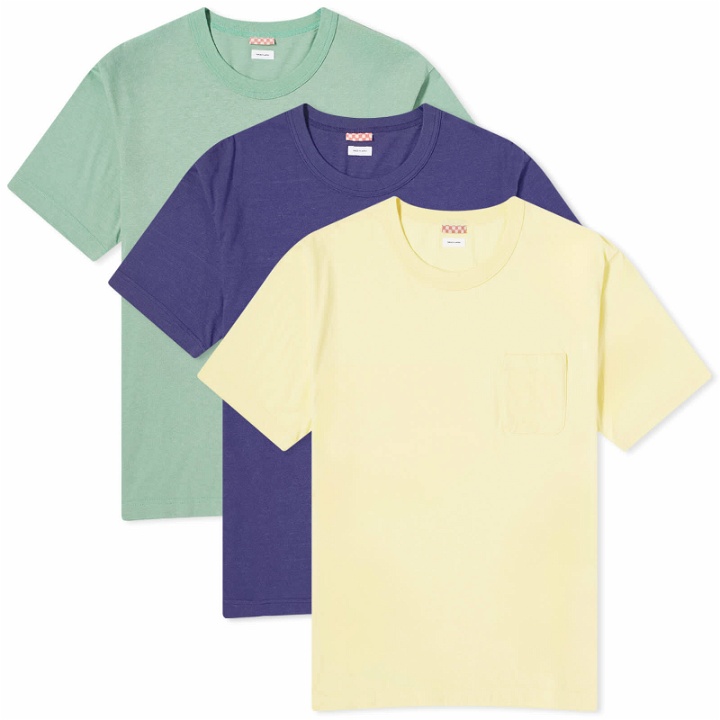 Photo: Visvim Men's Sublig Jumbo T-Shirt - 3 Pack in Green Navy Yellow
