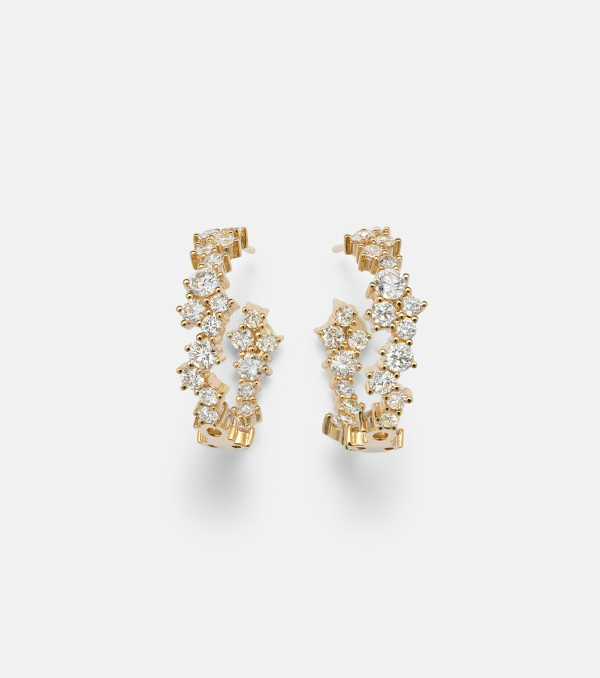 Sydney Evan 14kt gold (585/1000) hoop earrings with diamonds