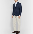 Canali - Kei Slim-Fit Micro-Checked Silk and Wool-Blend Blazer - Blue