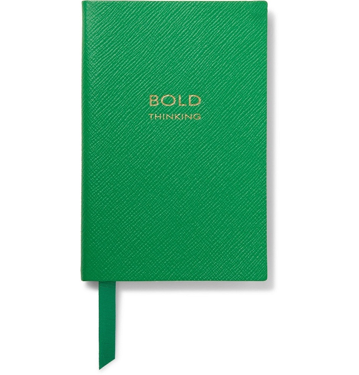 Photo: Smythson - Bold Thinking Chelsea Cross-Grain Leather Notebook - Green