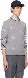 Thom Browne Gray 4-Bar Hector Sweater