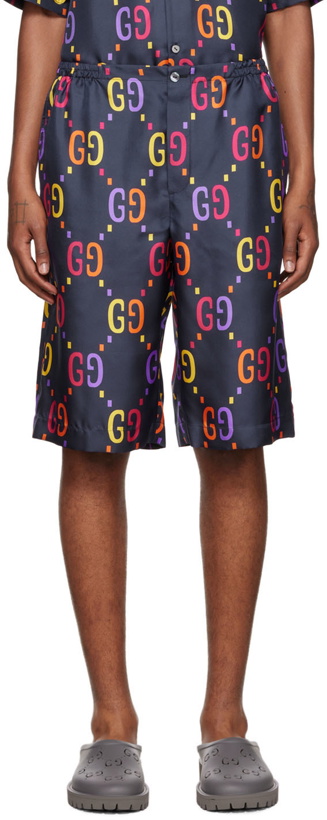 Photo: Gucci Navy GG Shorts