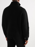 Frame - Ribbed Wool Half-Zip Sweater - Black